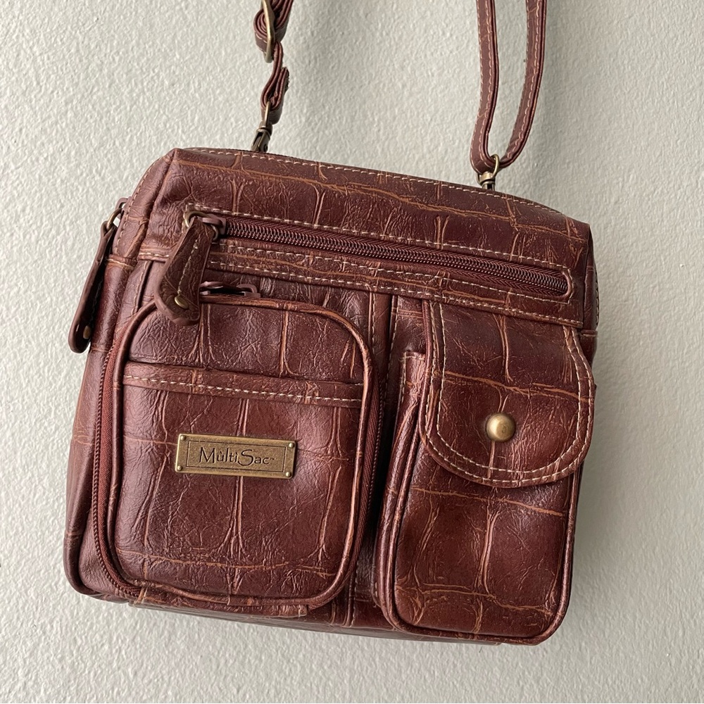 MultiSac | Brown Faux Leather Shoulder Crossbody Bag
